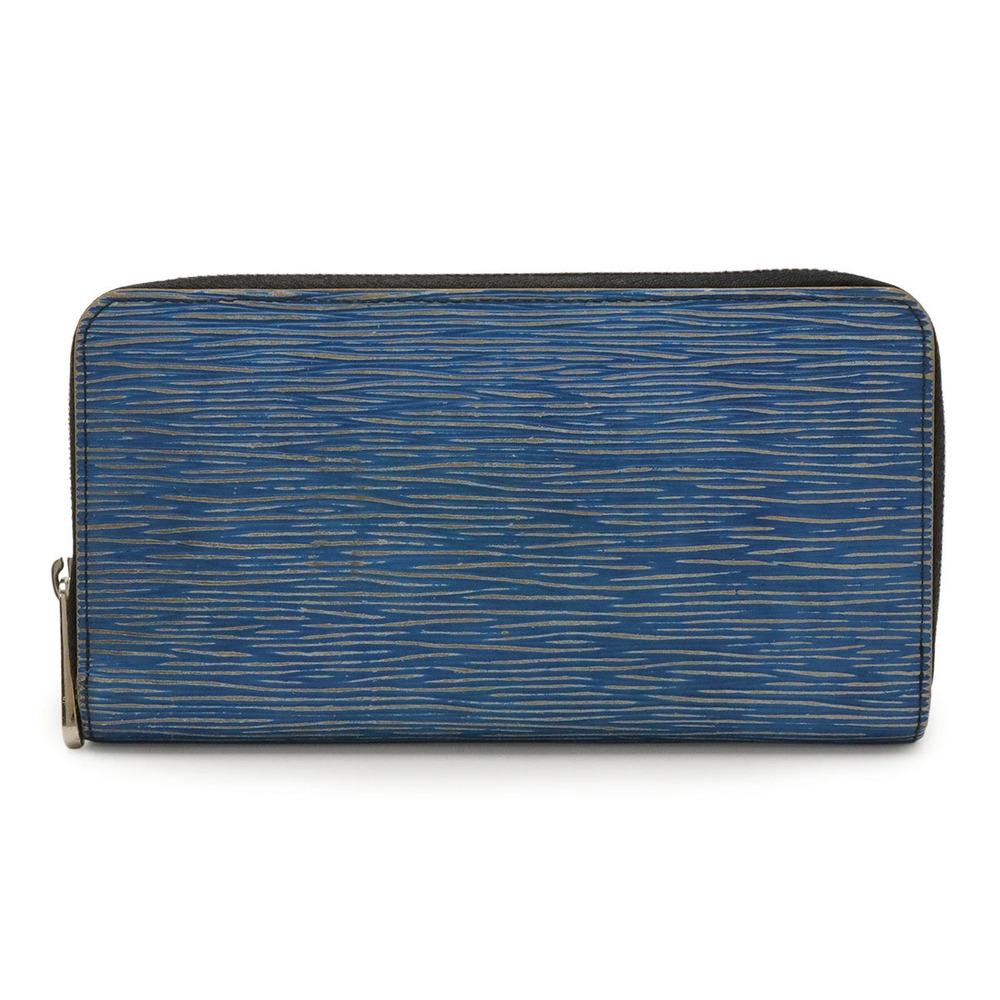 LOUIS VUITTON Epi Denim Zippy Wallet Round Zipper Long Leather Blue